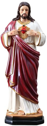 Helig Jesus-figur, med antik stil, hartshantverk, 21,5 x 8 x 6,5 cm, religiös statydekoration, Kristi andliga heminredning, detaljerad trosskulptur för hall