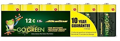 GoGreen Power (24013) Eco Friendly Alkaline C Batteries - No Lead, Cadmium or Mercury - Pack of 12