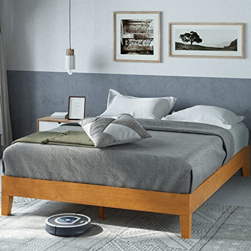Zinus 12 Inch Deluxe Wood Platform Bed / No Boxspring Needed / Wood Slat Support / Rustic Pine Finish, Queen (OLB-PWPBBO-12Q)