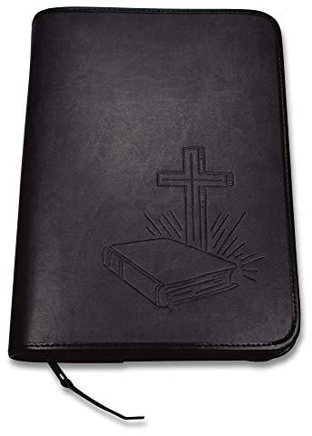 Uljö Hochwertige Bibelhüllen mit Motiv-Prägung Bibel/Kreuz (groß, Schwarz)