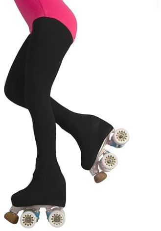 CALZITALY PACK 1/2 Girl Skating Boot Cover Tights, Girl's Roller- and Ice-skating Pantyhose – 70 DEN| 6, 8, 10, 12 Years | Skin, Black | Made in Italy (12 Years, Black)