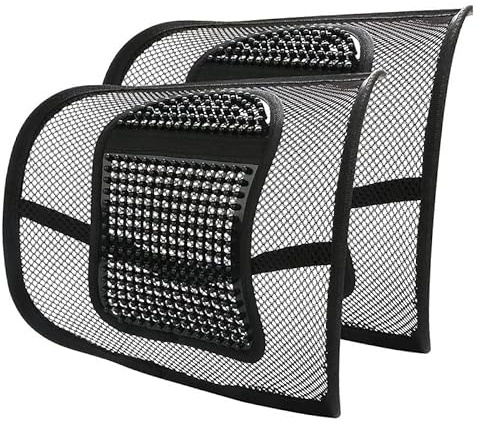 VIRSUS 2 Supporti Lombari Schienale ergonomico Cuscino Pad Supporto con Fascette Regolabili per Sedile dell'auto e Poltrona da Ufficio Colore Nero Basta dolori alla Schiena Traspirante ergonomico