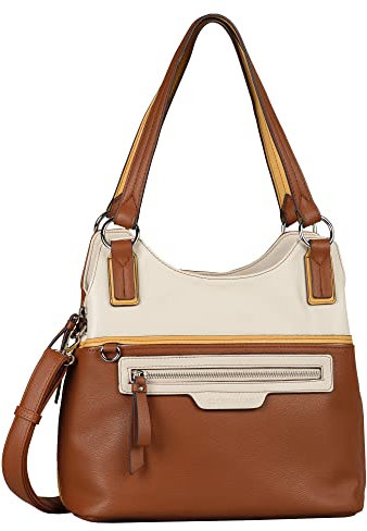 TOM TAILOR Jule Damen Shopper Umhängetasche Reißverschluss Groß Braun