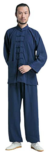 HFCY Kung Fu Uniform Chinesische Traditionelle Kampfsportbekleidung Wing Chun Kleidung Tai Chi Trainingstücher Taekwondo-Kleidung für Herren und Damen, Blau, XL
