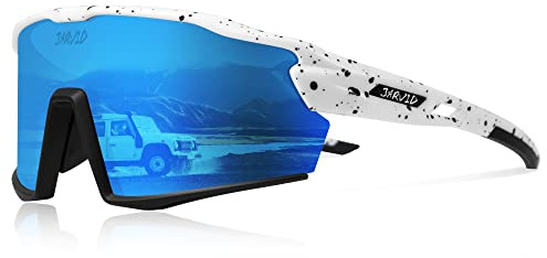 JARVID Polarisierte Fahrradbrille mit 4 Wechselgläsern Sportbrillen für Damen Herren Laufen Baseball Angeln Fahren