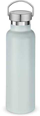 Volhoply 600ml Trinkflasche Edelstahl mit Griffabdeckung,Doppelwandig Vakuum Isolierte Thermosflasche Kinder,Metall Auslaufsicher Water Bottle Wasserflasche FüR Sport,Schule,Outdoor (Nebel blau,20 OZ)