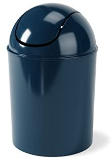 Umbra 1.25 Gallon Mini Waste Can with Removable Swing-Top Lid - Small Garbage Bin for Kitchen, Bathroom, Bedroom, Office - Compact Trash Can Fit Under Tables & Counters - Dark Blue