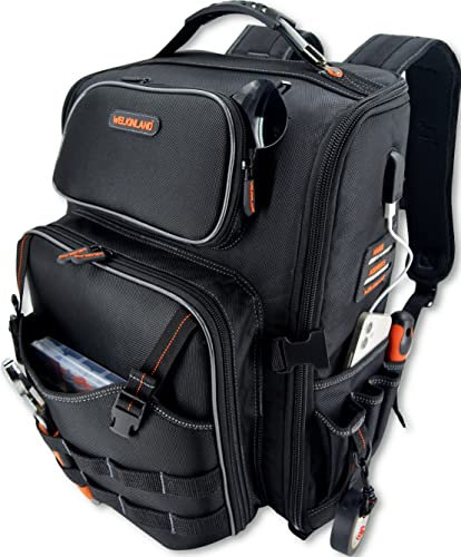 WELKINLAND Full-Open Tool backpack, Tool bag backpack, Tool backpack bag, Tool back pack, Tool bookbag, Backpack tool bag, Tool backpack for men, Tool backpack for electricians, Tool backpack