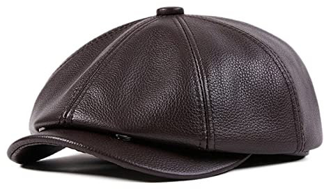 DongBao Ledermütze Flat Cap Herren Schiebermütze Gatsby Barett Newsboy Kappe 8 Panel Casual Mütze Damen