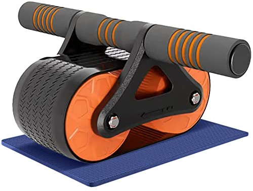 LAPONO Ruota Addominali Ab Roller Rotella,Wheel Rullo Rimbalzo Automatico e Doppia Ruota con Tappetino per Allenamento di Base Multifunzione Attrezzi Palestra Casa Esercizi Di Rollout Abs (Arancia)