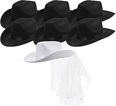 Braut Cowgirl Hut Schleier Breiter Krempe Hochzeitsparty Hut Western Cowboy Cap Food Kleid Hut Für Junggesellenabteilung Party