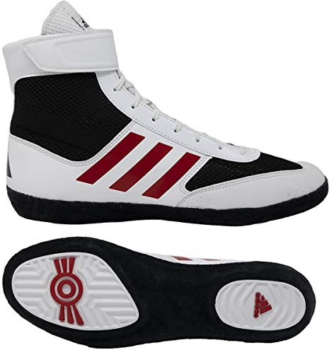 Adidas Men's Combat Speed 5 Wrestling Shoe, Black/White/Red, 4