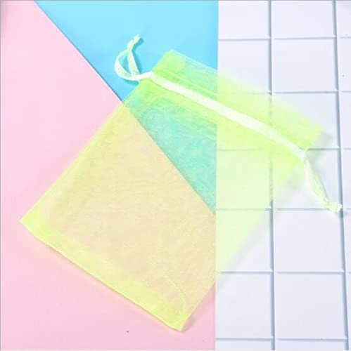 ORGEFY Organza-Beutel mit Kordelzug, 10 x 15 cm, 10 x 15 cm, 10 x 15 cm, Apfelgrün, 5 x 7 cm, 100 Stück
