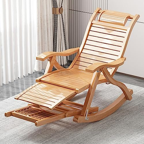 Sdraio Giardino per Esterno,Sedia Sdraio Imbottita da casa,Sedia a Dondolo in Legno,Comoda Sedia a Dondolo,per Soggiorno, cameretta, Balcone, Studio, Giardino,Arredamento per terrazzo (Color : Light