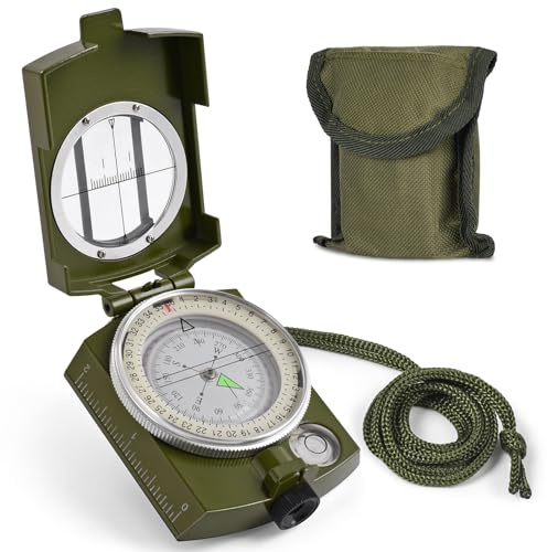 Compass, Hiking Compass for Survival with Lensatic – Water-Resistant Durable and Pocket-Sized