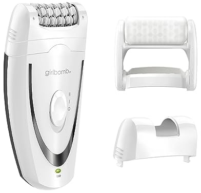 Conair GIRLBOMB Epilator with Ice Roller for Smooth and Soft Skin, Hair Removal Device, Epilator for Women, Women’s Shaver & Trimmer, 3-Piece Kit with Ice Roller Attachment, Cordless/Rechargeable