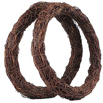 Temfmy Natural Grapevine Wreath for Crafts - 14 Inch Round Rattan Twig Wreath Base - DIY Wreaths Making Supplies for Decor - 2 Pack