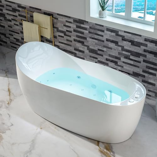 WOODBRIDGE 71 x 31-1/2 Whirlpool and Air Bath Heated Soaking Combination Tub with Adjustable Speed Air Blower and Display Control Panel, BJ700