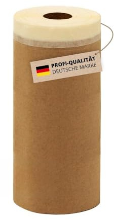Alfa Malerkrepp Papier-Masker 300mm x 25m – Profi Abdeckpapier | Profi-Qualität - Papier-Abdeckfolie mit Selbstklebestreifen - Feinkrepp Malerband für saubere Farbkanten - Umweltfreundlich