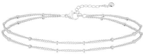 MIDEEO Gold/Silver Ankle Bracelets for Women,14K Gold Anklets for Women Waterproof Cuban Link Heart Beads Herringbone Rhinestone Anklets Set Layered Anklet Bracelets for Women Gold Jewelry Gift