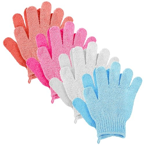 Gjinxi 8 Stück Peelinghandschuh Peeling Handschuhe, Exfoliating Gloves, Körperpeeling Peeling Körper Gesicht, Badeschwamm Natur, Duschschwamm Luffa Schwamm Waschlappen, Body Scrub Glove