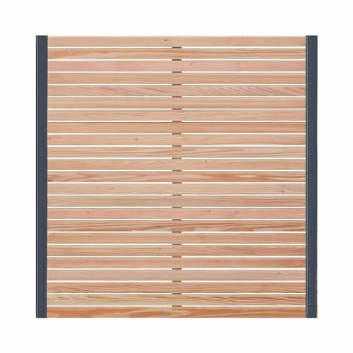 Endorphin® Holzzaun aus Lärche [180 x 180cm] | 5x Zaunelement & 6x Alu-Pfosten | Gartenzaun Holz inkl. Schrauben und Winkel | Sichtschutz Garten mit Rhombus-Technik | Lamellenzaun aus Lärchenholz