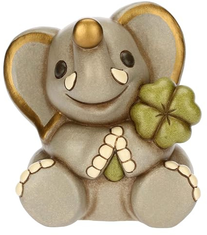THUN, Salvadanaio Elefante Elly in Ceramica Decorata a Mano, Idea Regalo, 12 x 10.5 x 13 cm h