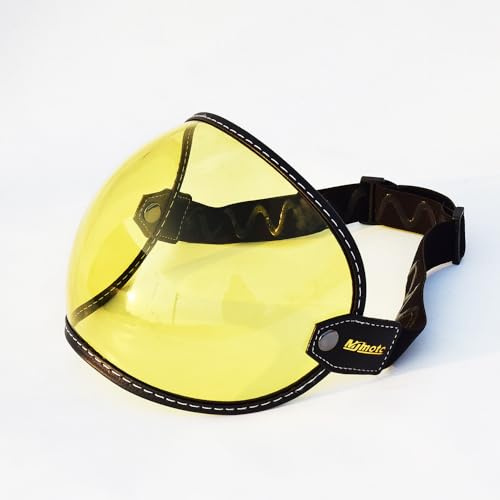 MJMOTO Universal Motorrad-Helmvisier, 3/4 Offenes Gesicht, Bubble Windschutzscheibe, Vintage-Stil, HD PC-Linse
