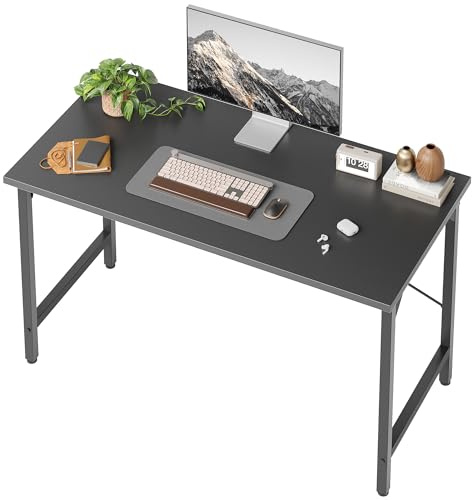 BEXEVUE Scrivania, 100 x 48 cm, piccolo tavolo per computer, tavolo da ufficio per studio, camera da letto, design industriale, struttura in metallo, tavolo in legno, per casa e ufficio
