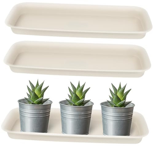 Yardenfun 3 Stück Rechteckige Blumentopfschalen Aus Langlebigem Kunststoff Beige rutschfest Mit Wasserschutz Für Garten Und Innenbereich