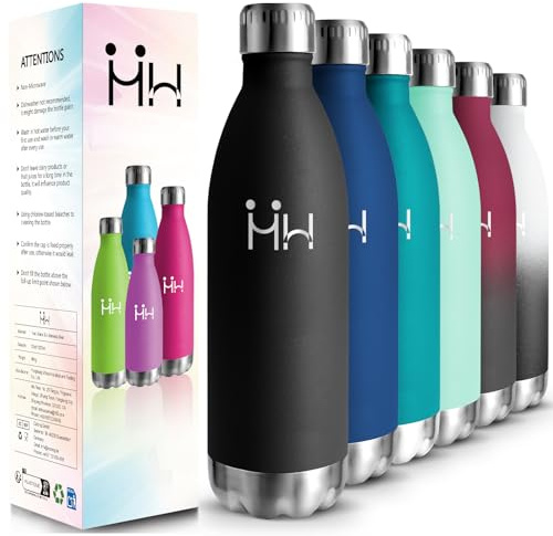HoneyHolly Botella agua Acero Inoxidable, Botella Termica - 1000ml sin BPA, Botella de Agua Deportiva, Doble Pared al Vacío a Prueba de Fugas, Cantimplora Termica para Gimnasio