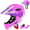 Kinderhelm, 2-In-1 Integriert Kinder Fahrradhelm mit Abnehmbarem Kinnschutz, Unisex 52-56cm Children's Helmet, Kindersport Schutzhelm zum Fahrräder Laufrad Roller Rollschuhe (Lila Rot)