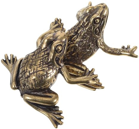 HOOTNEE Messing Frosch Statue Retro Figur Krötenförmige Dekoration Bastelstatue Tierstatue Messing Basteldekor Platzsparend Schreibtischdeko