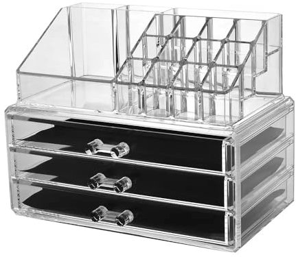 Cassettiera Porta Trucchi Organizer per il Trucco | porta trucchi trasparente | Porta Trucchi Organizer da Bagno Trasparente per Makeup | contenitore trucchi organizer | porta pennelli make up