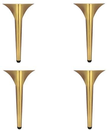 AEGCAOJH Schrankbeine aus Metall, 4 Stück, verstellbare Möbelfüße, 1 cm Höhe, Edelstahl, gebürstetes Gold, Ersatzstützbeine für Couchtisch und Nachttisch (28 cm/11 Zoll)