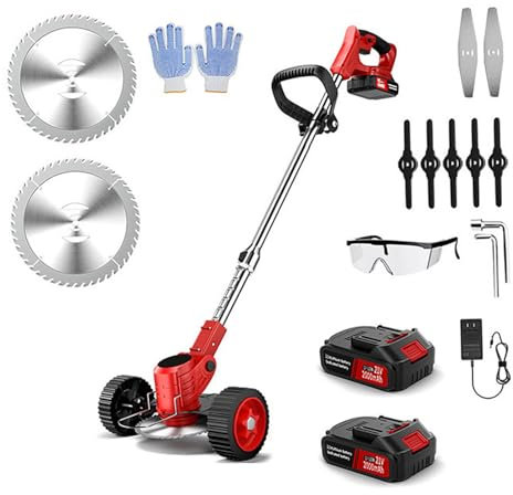Tondeuse Sans Fil 12V, Désherbeur Électrique Sans Fil, 3 Lames, Longueur Réglable 90-120 Mètres, Diamètre De Coupe 15cm, Tête Réglable 0-90°, Poids 2kg, Pour Jardins, Cours, Buissons, Parterres De Fle