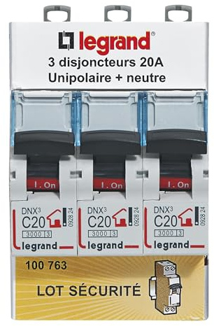 LEGRAND | Juego de 3 interruptores DNX³, visualización inmediata del circuito defectuoso, llegada alta y baja salida por terminales de tornillo, alimentación por peine o cable