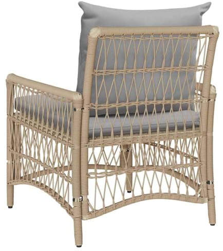 vidaXL Silla de Jardín con cojín Beige 73 x 61 x 77 cm ratán sintético, Sillón de Ratan Moderno para Jardín, Mueble Ecológico, Sofá Resistente al Clima, Ideal para Patio y Terraza