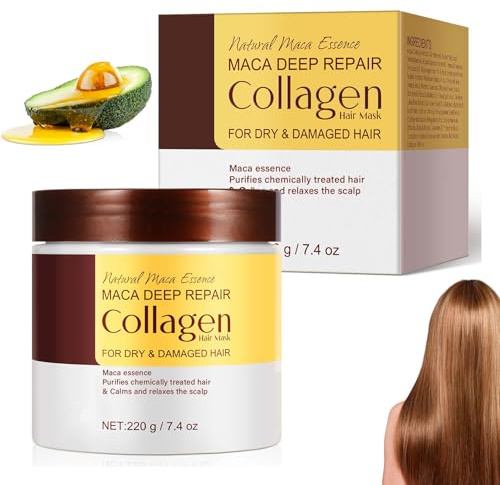 Clawrex Kollagen hårmask, 220 g macaessens, arganolja, hårmask, collage, hårmask skyddar mot uttorkning och skadad, alla hårtyper hårvård, långvarig fukt och glänsande