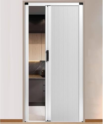 Teleskop-Falttüren Anpassbare Akkordeon-Tür,Innen Falttür für Küche Büro Balkon, Keine Bohrung Verdunkelung Schranktüren mit Montagezubehör,N(Size:71 * 203cm)