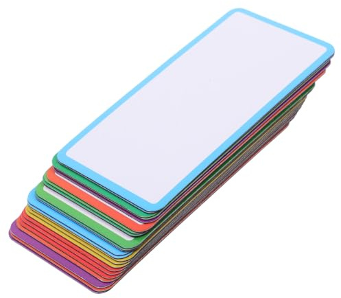 SEWACC 48 Piezas Etiquetas Magnéticas Reutilizables con Bordes de Colores Tarjetas Borrables para Pizarra Adhesivos Magnéticos para Nevera Etiquetas para Nombre para Oficina y Aula
