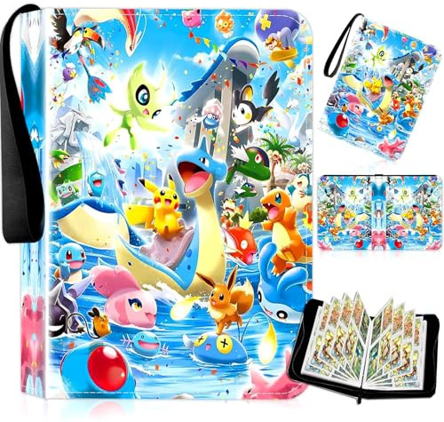 Card Binder for Pokemon 4 Pocket, PU Leather Trading Card Binder for Collectors, 50 Pages 400 Pocket