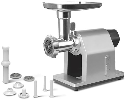 Meat Grinder, 2000W Electric Food Grinder Sausage Stuffer and Grinder with 3 Different Cutting Plates, Sausage Tube & Kubbe Kits, Stainless Steel Food Meat Mincer for Home Kitchen