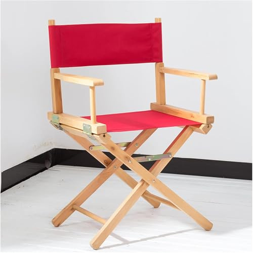 Faltbarer Stuhl Aus Massivholz, Klappbarer Outdoor-künstler Tragbarer Regiestuhl Professiol Beauty Tool Zubehör Loungesessel, Red
