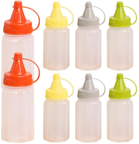 Mini botellas exprimibles para condimentos de 30 ml, a prueba de fugas, fáciles de llenar y exprimir, 8 unidades, para de tomate, ensalada y aderezo.