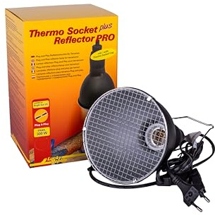Lucky Reptile HTRP-1 Thermo Socket plus Reflector klein mit Steckverbindung, Reflektorleuchte mit Porzellanfassung Anschlussfertig, Schwarz