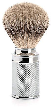 MÜHLE Traditional Rasierpinsel - Rasurpinsel aus Silberspitz-Dachszupf - Griff aus verchromtem Metall - Handarbeit