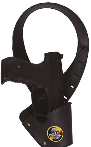FIESTAS GUIRCA | Fondina Bambino con Pistola Giocattolo - Accessorio per Costume da Poliziotto e Anni '20 - Ideale per Feste in Maschera e Carnevale (Bambino) - Nero