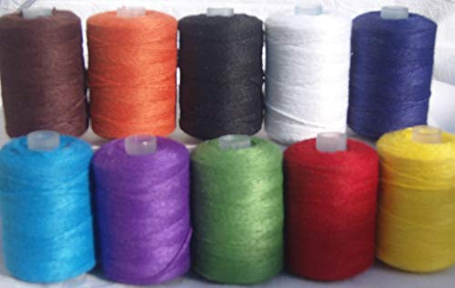10 x 200m Assorted Colour Set 100% Heavy Duty Extra Strong Polyester Sewing Thread – 200m on Each Reel – Perfect for use on Jeans, Canvas, Leather, Pillow Covers, Curtains, Denim Stitching