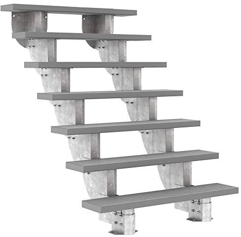 DOLLE Außentreppe Gardenstep 7 Stufen Höhe 129,5-157,5 cm Stufen Trimax® 120cm Grau
